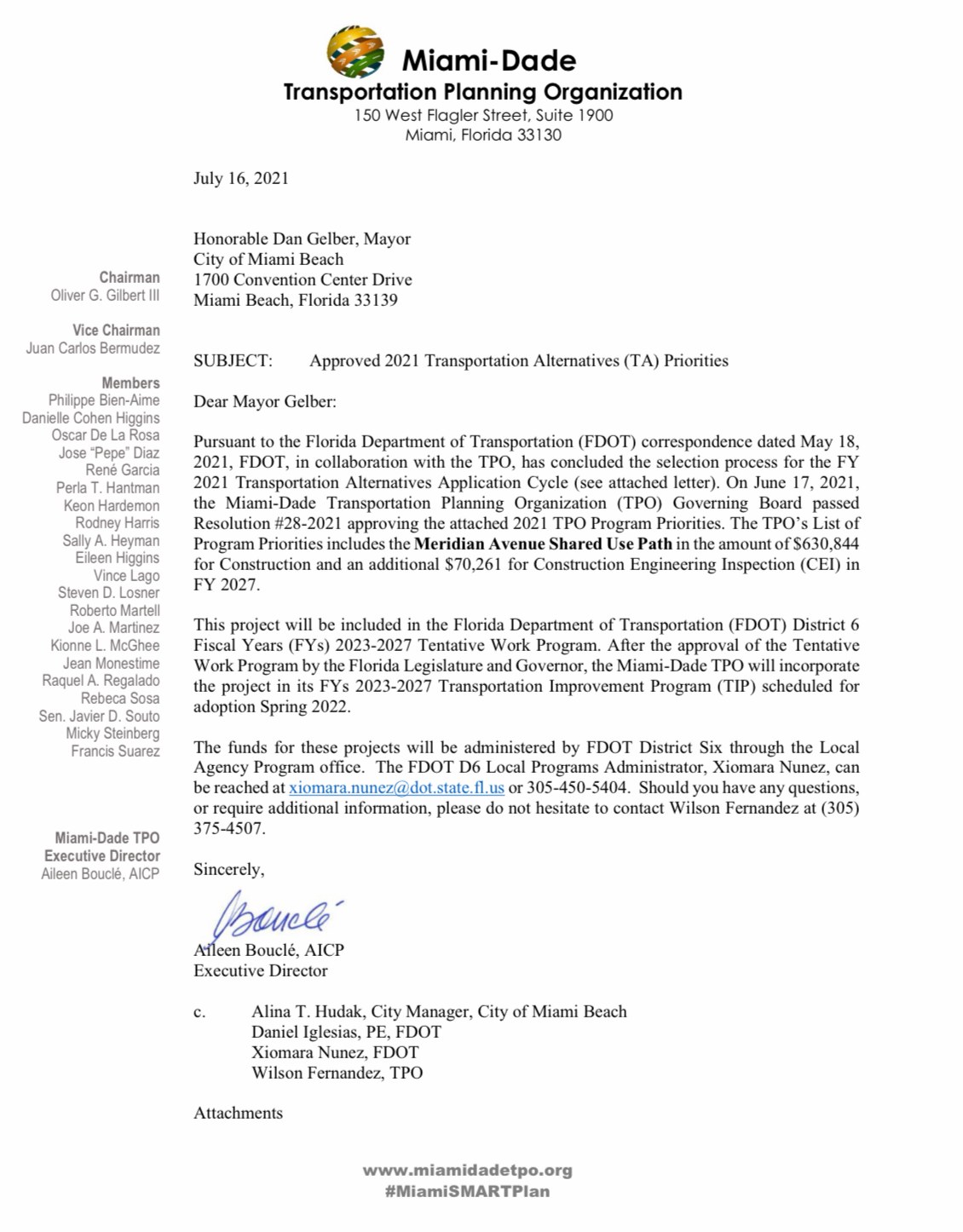 FDOT Grant Award Letter